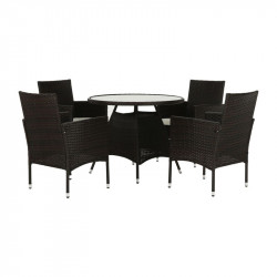 Kerti bútor szett öt részes Randel rattan sötétbarna-bézs