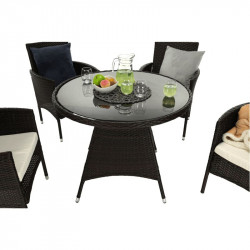 Kerti bútor szett öt részes Randel rattan sötétbarna-bézs