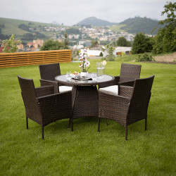 Kerti bútor szett öt részes Randel rattan sötétbarna-bézs