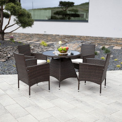 Kerti bútor szett öt részes Randel rattan sötétbarna-bézs