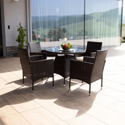 Kerti bútor szett öt részes Randel rattan sötétbarna-bézs