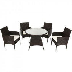 Kerti bútor szett öt részes Randel rattan sötétbarna-bézs Kert Tempo Kondela