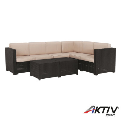 Kerti bútor szett három részes Roden rattan barna-bézs