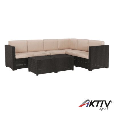 Kerti bútor szett három részes Roden rattan barna-bézs