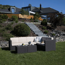 Kerti bútor szett három részes Roden rattan barna-bézs