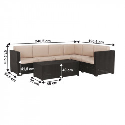 Kerti bútor szett három részes Roden rattan barna-bézs