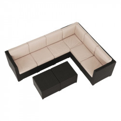 Kerti bútor szett három részes Roden rattan barna-bézs