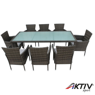 Kerti bútor szett kilenc részes Menibor rattan szürke