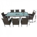 Kerti bútor szett kilenc részes Menibor rattan szürke