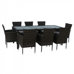 Kerti bútor szett kilenc részes Menibor rattan szürke