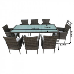 Kerti bútor szett kilenc részes Menibor rattan szürke
