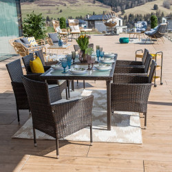 Kerti bútor szett kilenc részes Menibor rattan szürke