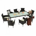 Kerti bútor szett kilenc részes Menibor rattan barna-bézs