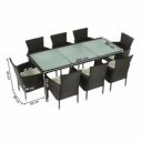 Kerti bútor szett kilenc részes Menibor rattan barna-bézs