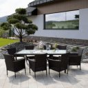 Kerti bútor szett kilenc részes Menibor rattan barna-bézs