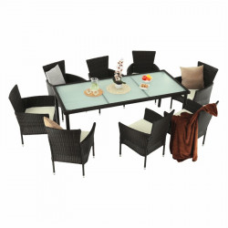 Kerti bútor szett kilenc részes Menibor rattan barna-bézs