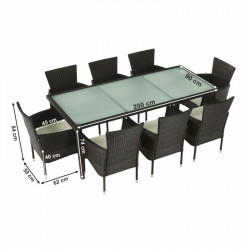 Kerti bútor szett kilenc részes Menibor rattan barna-bézs