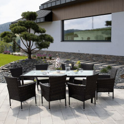 Kerti bútor szett kilenc részes Menibor rattan barna-bézs