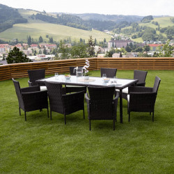 Kerti bútor szett kilenc részes Menibor rattan barna-bézs