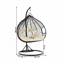 Függőfotel dupla Dalvea barna-bézs