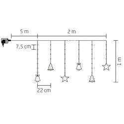 Fényfüggöny figurás micro-LED 2 m hidegfehér