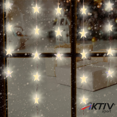 Fényfüggöny csillag dekorációval LED 1,35 m melegfehér