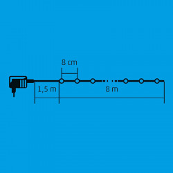 Fényfüzér gömb LED 8 m színes