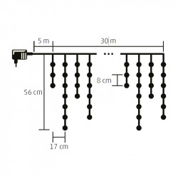Fényfüggöny jégcsap LED 30 m hidegfehér