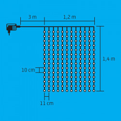 Fényfüggöny LED 1,2 m hidegfehér
