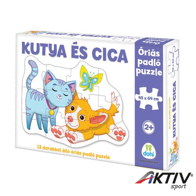 Óriás padló puzzle kutya és cica