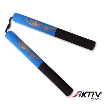 Nunchaku gyakorló szivacs zsinóros sárkányos fekete-kék