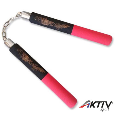 Nunchaku gyakorló szivacs láncos sárkányos fekete-piros