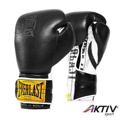 Bokszkesztyű Everlast 1910 Hook and Loop bőr fekete 12 oz