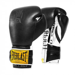 Bokszkesztyű Everlast 1910 Hook and Loop bőr fekete 12 oz Sportszer Everlast