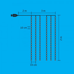 Fényfüggöny Micro LED 3x2 m hidegfehér