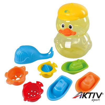 Bébi fürdőjáték készlet kacsás tárolóban