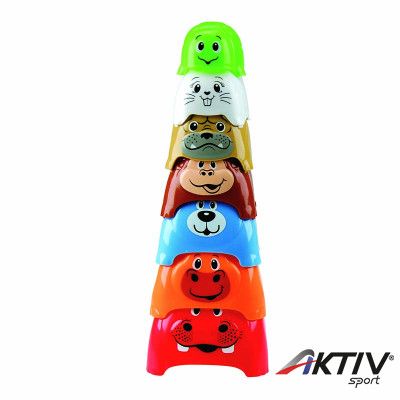 Vidám állatos toronyépítő 7 db-os