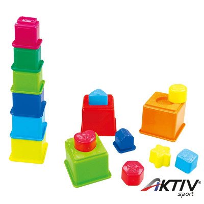 Állatos toronyépítő játék formaválogatóval