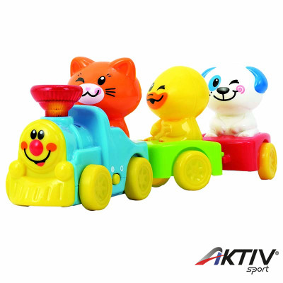 Bébijáték mókás állatos kisvonat
