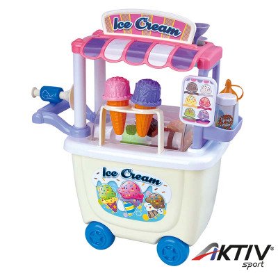 Gurulós jégkrémes kocsi tároló funkcióval