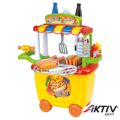 Gurulós hot dogos kocsi tároló funkcióval