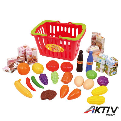 Műanyag élelmiszer készlet bevásárló kosárban