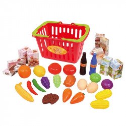Műanyag élelmiszer készlet bevásárló kosárban Sportszer Playgo