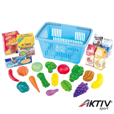 Műanyag élelmiszer készlet bevásárló kosárban