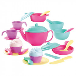 Műanyag teáskészlet edényekkel evőeszközökkel Sportszer Playgo