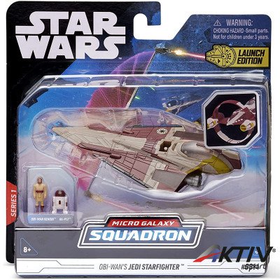 Star Wars Jedi Starfighter Delta 7-B, Obi-Wan Kenobi és R4-P17 figura 13 cm