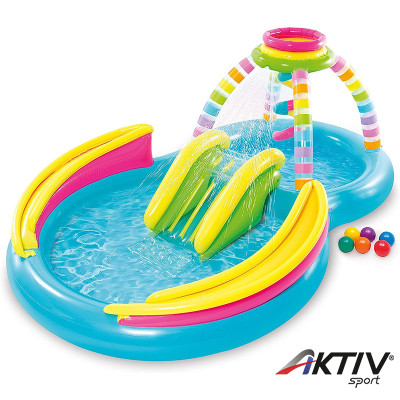 Felfújható gyerekmedence Intex 295x191x109 cm szivárványos
