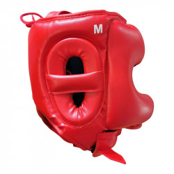 Fejvédő Saman Jawz arcvédős műbőr piros M