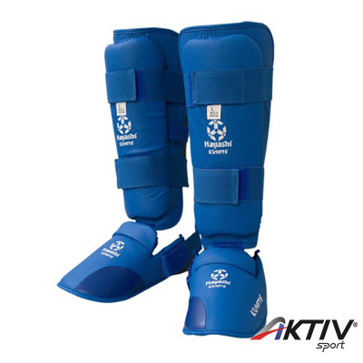 Lábfejes lábszárvédő Hayashi karate kék XS