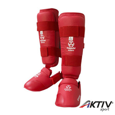 Lábfejes lábszárvédő Hayashi karate piros